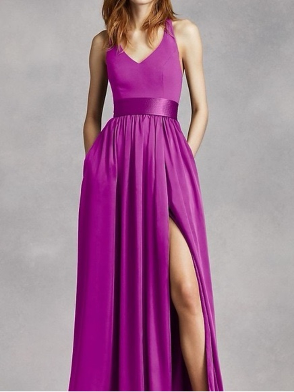 White by Vera Wang Magenta Cassis Maxi Gown with Slit 8